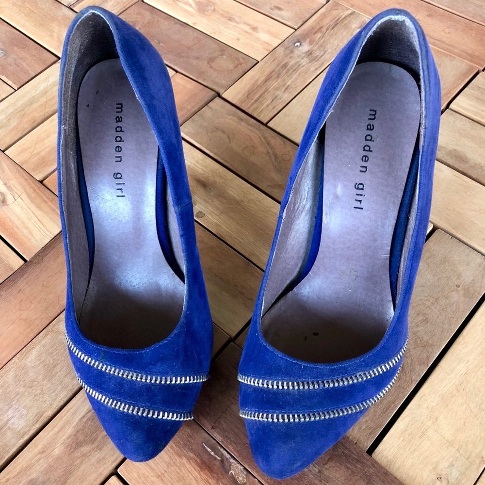 Madden Girl Blueberry Suede Pumps Heels w/Zipper
